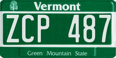 VT license plate ZCP487