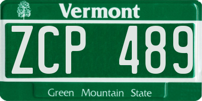 VT license plate ZCP489