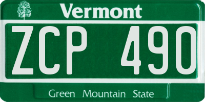 VT license plate ZCP490