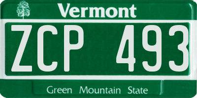 VT license plate ZCP493