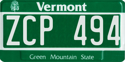 VT license plate ZCP494