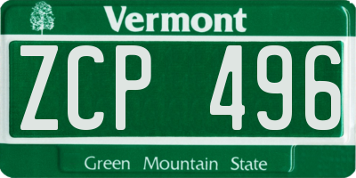 VT license plate ZCP496