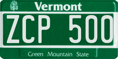 VT license plate ZCP500