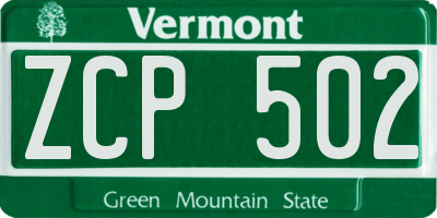 VT license plate ZCP502