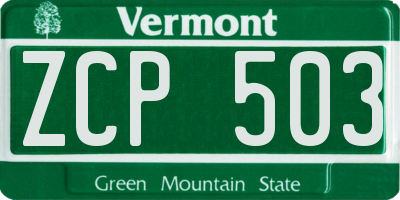 VT license plate ZCP503