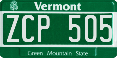 VT license plate ZCP505