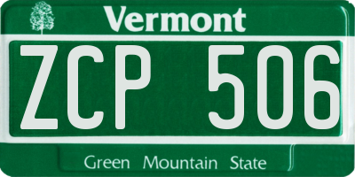 VT license plate ZCP506