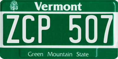 VT license plate ZCP507