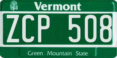 VT license plate ZCP508