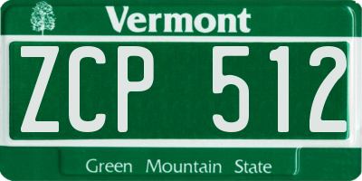 VT license plate ZCP512