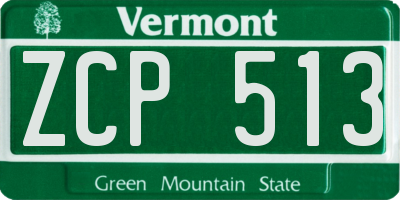 VT license plate ZCP513