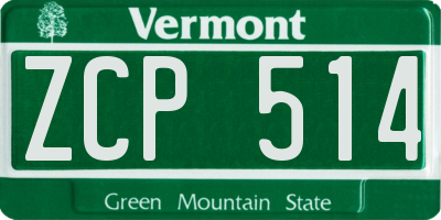VT license plate ZCP514