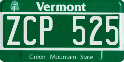VT license plate ZCP525