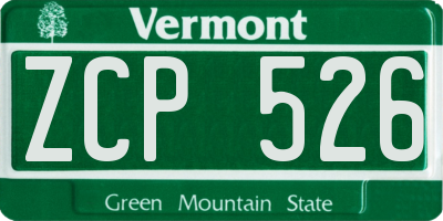 VT license plate ZCP526
