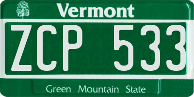 VT license plate ZCP533