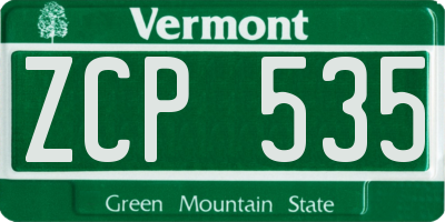 VT license plate ZCP535