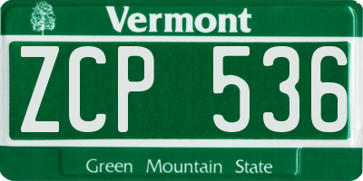 VT license plate ZCP536