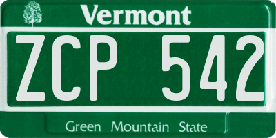 VT license plate ZCP542