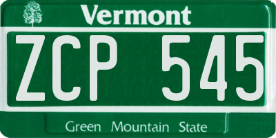 VT license plate ZCP545