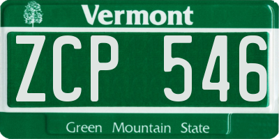 VT license plate ZCP546