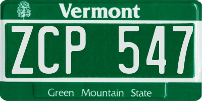 VT license plate ZCP547