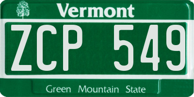 VT license plate ZCP549