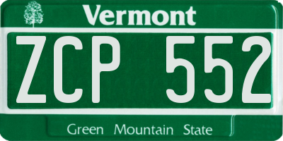 VT license plate ZCP552