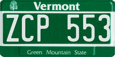 VT license plate ZCP553