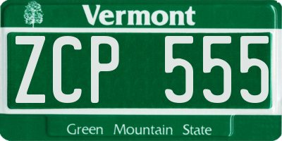 VT license plate ZCP555