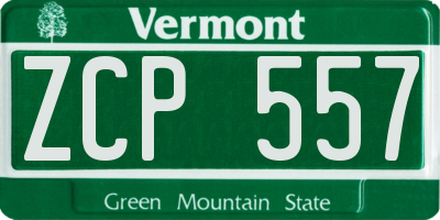 VT license plate ZCP557