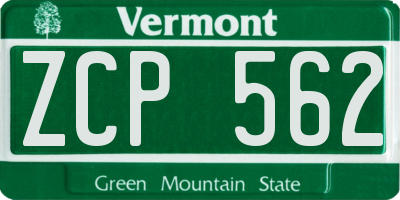 VT license plate ZCP562