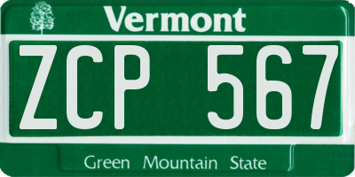 VT license plate ZCP567