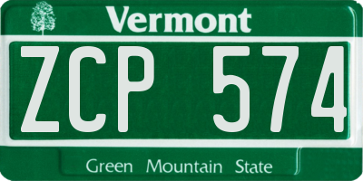VT license plate ZCP574