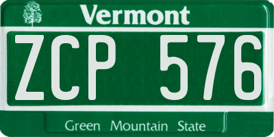 VT license plate ZCP576