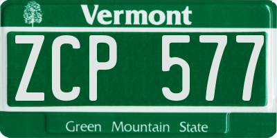 VT license plate ZCP577