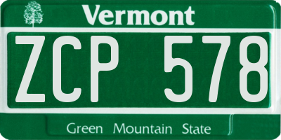 VT license plate ZCP578