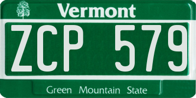 VT license plate ZCP579