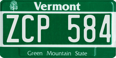 VT license plate ZCP584