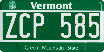 VT license plate ZCP585