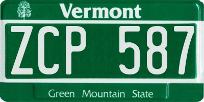 VT license plate ZCP587