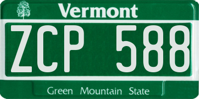 VT license plate ZCP588