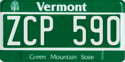 VT license plate ZCP590