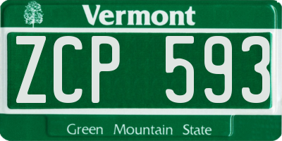 VT license plate ZCP593