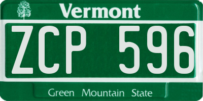 VT license plate ZCP596