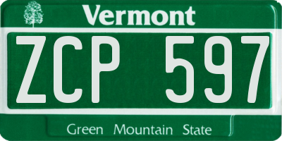 VT license plate ZCP597
