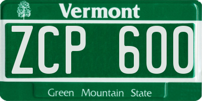 VT license plate ZCP600