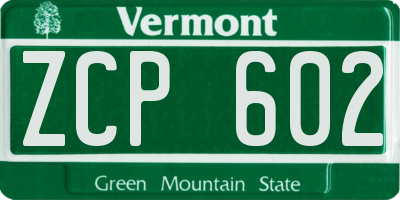 VT license plate ZCP602