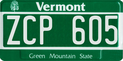 VT license plate ZCP605