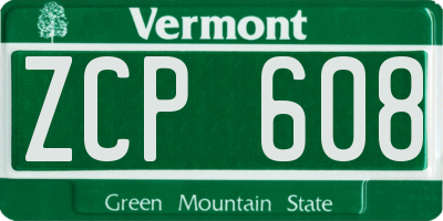VT license plate ZCP608