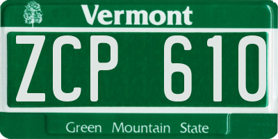 VT license plate ZCP610
